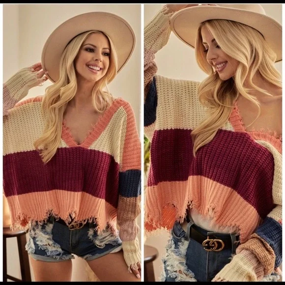 The TROUBLE MAKER Distressed V-Neck--LAST ONE ☝️ - Picture 3 of 4